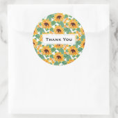 ひまわりかわいらし花黄&緑パターンありがとう ラウンドシール (バッグ)