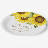 ひまわりかわいらし赤ちゃんガールシャワー ペーパープレート (アングル)