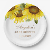 ひまわりかわいらし赤ちゃんガールシャワー ペーパープレート (正面)
