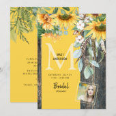 ひまわりが咲き誇るラスティックフォト ブライダルシャワー招待状 招待状 (正面/裏面)