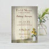 ひまわりが描かれたルースティックな田舎風メイソンジャー 招待状 (スタンド正面)