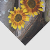 ひまわりが積まれた木の幹 ブラウン イエロー ヴィンテージ リアルな農村の芸術 薄葉紙 (詳細)