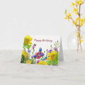 ひまわりたちよ、野の花たちよ、お誕生日おめでとう カード (黄色い花)