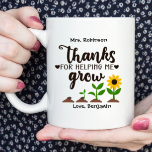 ひまわりで先生に感謝を伝える Teacher Thanks for Helping Me Grow コーヒーマグカップ