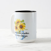 ひまわりで母を愛する ツートーンマグカップ (正面左)