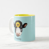 ひまわりとうしの顔 ツートーンマグカップ (正面左)