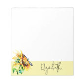 ひまわりとかささぎの名入れ ノートパッド (正面)