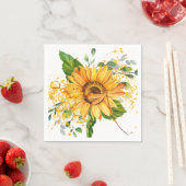 ひまわりとかさぶたのしぶきが落ちる スタンダードカクテルナプキン (インサイチュ)