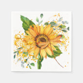 ひまわりとかさぶたのしぶきが落ちる スタンダードカクテルナプキン (正面)