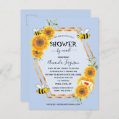 ひまわりとひよけの少年 ライトブルーのベイビーシャワー 郵送で ポストカード (正面/裏面)