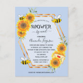 ひまわりとひよけの少年 ライトブルーのベイビーシャワー 郵送で ポストカード (正面)