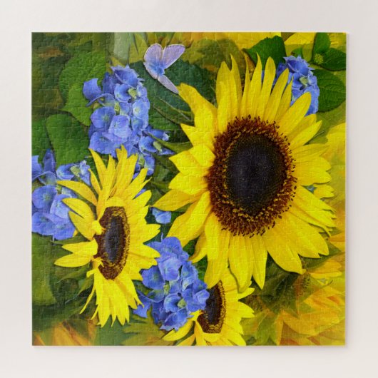 ひまわりとアジサイ ジグソーパズル (横)