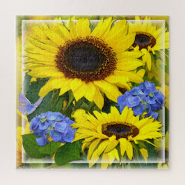 ひまわりとアジサイ ジグソーパズル