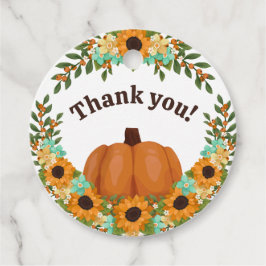 ひまわりとオレンジかぼちゃのサンキュー フェイバータグ