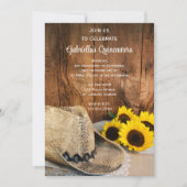 ひまわりとカウボーイの帽子 キンセアニェーラ バーン パーティー 招待状 (正面)