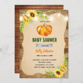 ひまわりとカボチャのシャワー誕生日招待状 招待状 (正面/裏面)