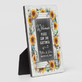 ひまわりとカボチャの秋の農場ウェディングゲストブックサイン フォトプラーク (側面)