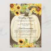 ひまわりとカボチャの花の秋の結婚式の詳細 エンクロージャーカード (正面)