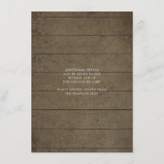 ひまわりとカボチャの花の秋の結婚式の詳細 エンクロージャーカード (裏面)