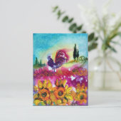 ひまわりとクロオコ 鉄道沿いの花畑 インビテーションポストカード (スタンド正面)