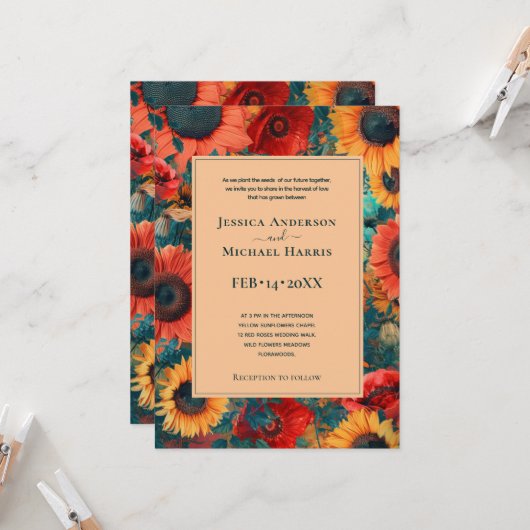ひまわりとケシの夢想 招待状 (正面/裏面インサイチュ)