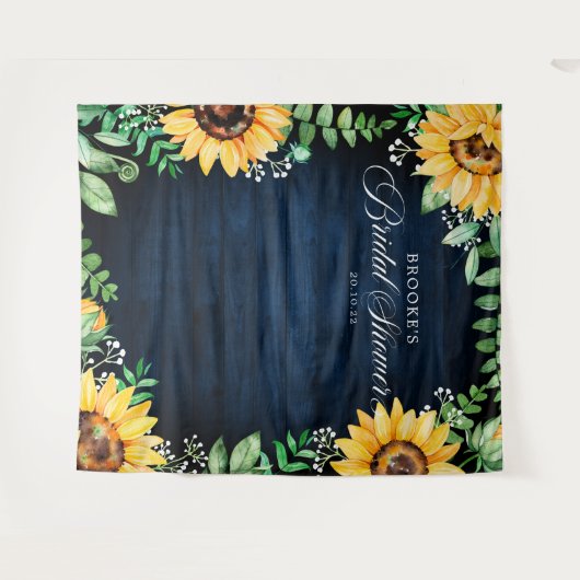ひまわりとスターチスのウェディングシャワー背景 タペストリー (正面(横))