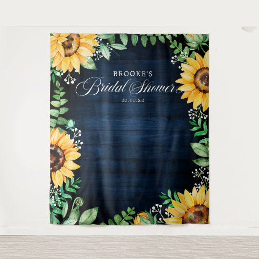 ひまわりとスターチスのウェディングシャワー背景 タペストリー (正面)