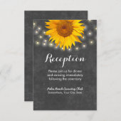 ひまわりとストリングライトのブラックボード受付 エンクロージャーカード (正面/裏面)