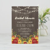 ひまわりとストリングライトのラスティックな花嫁シャワー 招待状 (スタンド正面)