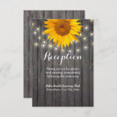 ひまわりとストリングライトの納屋風木製受付 エンクロージャーカード (正面/裏面)