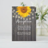 ひまわりとストリングライトの納屋風木製受付 エンクロージャーカード (スタンド正面)