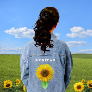 ひまわりとタイポグラフィーが可愛い デニムジャケット