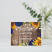 ひまわりとネイビーローズのラスティックウェディング詳細カード 招待状 (スタンド正面)