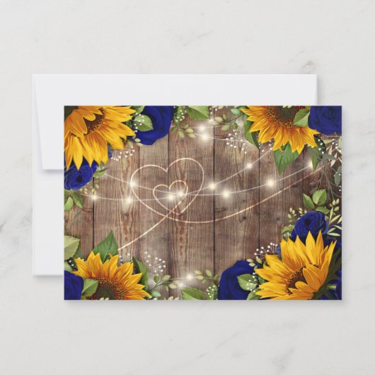 ひまわりとネイビーローズのラスティックウッドライトの招待状 出欠カード (裏面)