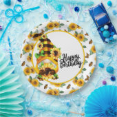 ひまわりとノームの誕生日おめでとう ペーパープレート (パーティー)