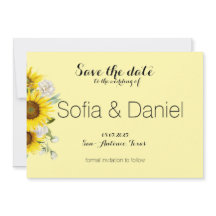ひまわりとバラのウェディングフォト Save The Date カード