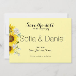 ひまわりとバラのウェディングフォト Save The Date カード