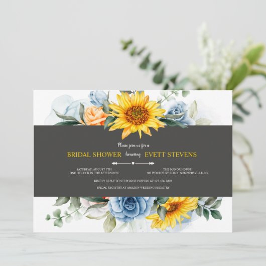 ひまわりとバラのカード 招待状 (スタンド正面)