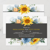 ひまわりとバラのカード 招待状 (正面/裏面)