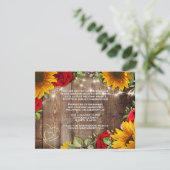 ひまわりとバラのラスティックウェディング詳細カード 招待状 (スタンド正面)