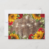 ひまわりとバラのラスティックウッドライトのRSVPカード 出欠カード (裏面)