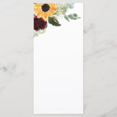 ひまわりとバラのラスティックカントリーウェディングメニュー メニュー (裏面)