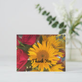 ひまわりとバラの感謝のポストカード ポストカード (スタンド正面)