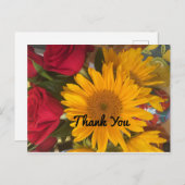 ひまわりとバラの感謝のポストカード ポストカード (正面/裏面)
