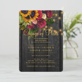 ひまわりとバラの秋の結婚式延期のお知らせ 招待状 (スタンド正面)