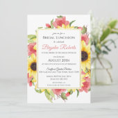 ひまわりとバラの結婚前お茶会招待状 招待状 (スタンド正面)