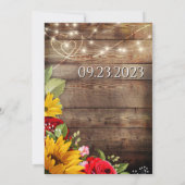 ひまわりとバラの結婚式予告カード セーブザデート (裏面)