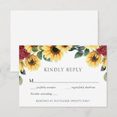 ひまわりとバラの結婚式返信カード 招待状 (正面/裏面)