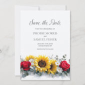ひまわりとバラの結婚式Save the Date セーブザデート (正面)