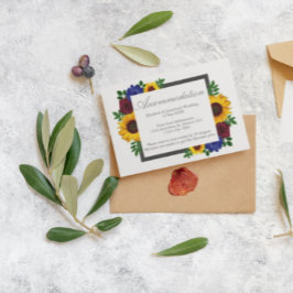 ひまわりとバラの花のウェディングステイカード エンクロージャーカード